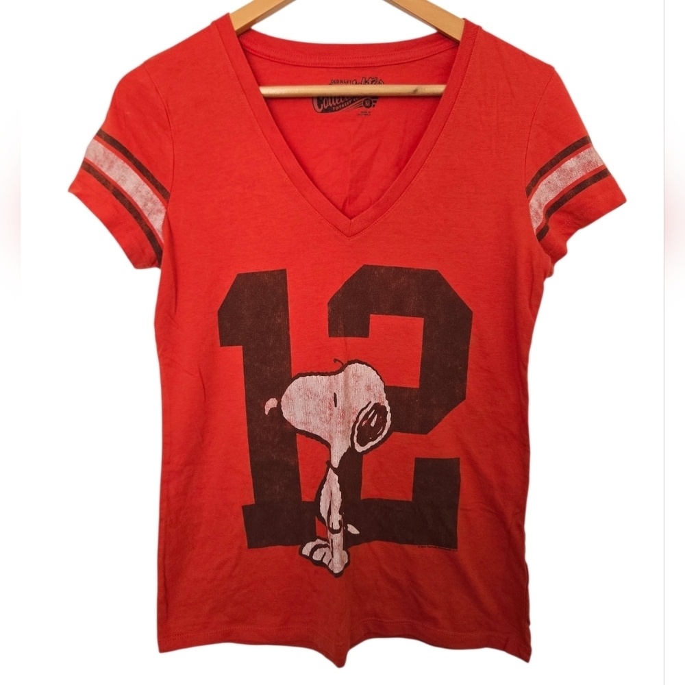 Y2K Snoopy Old Navy Graphic Tee Size Medium Peanuts Varsity Baby Tee Red